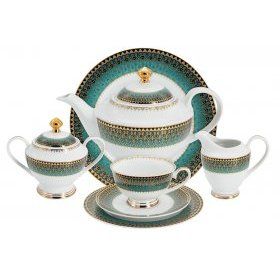 Чайный сервиз Бухара зелёный 12 персон 42 предмета Anna Lafarg (Китай), костяной фарфор, 42 предмета - 1